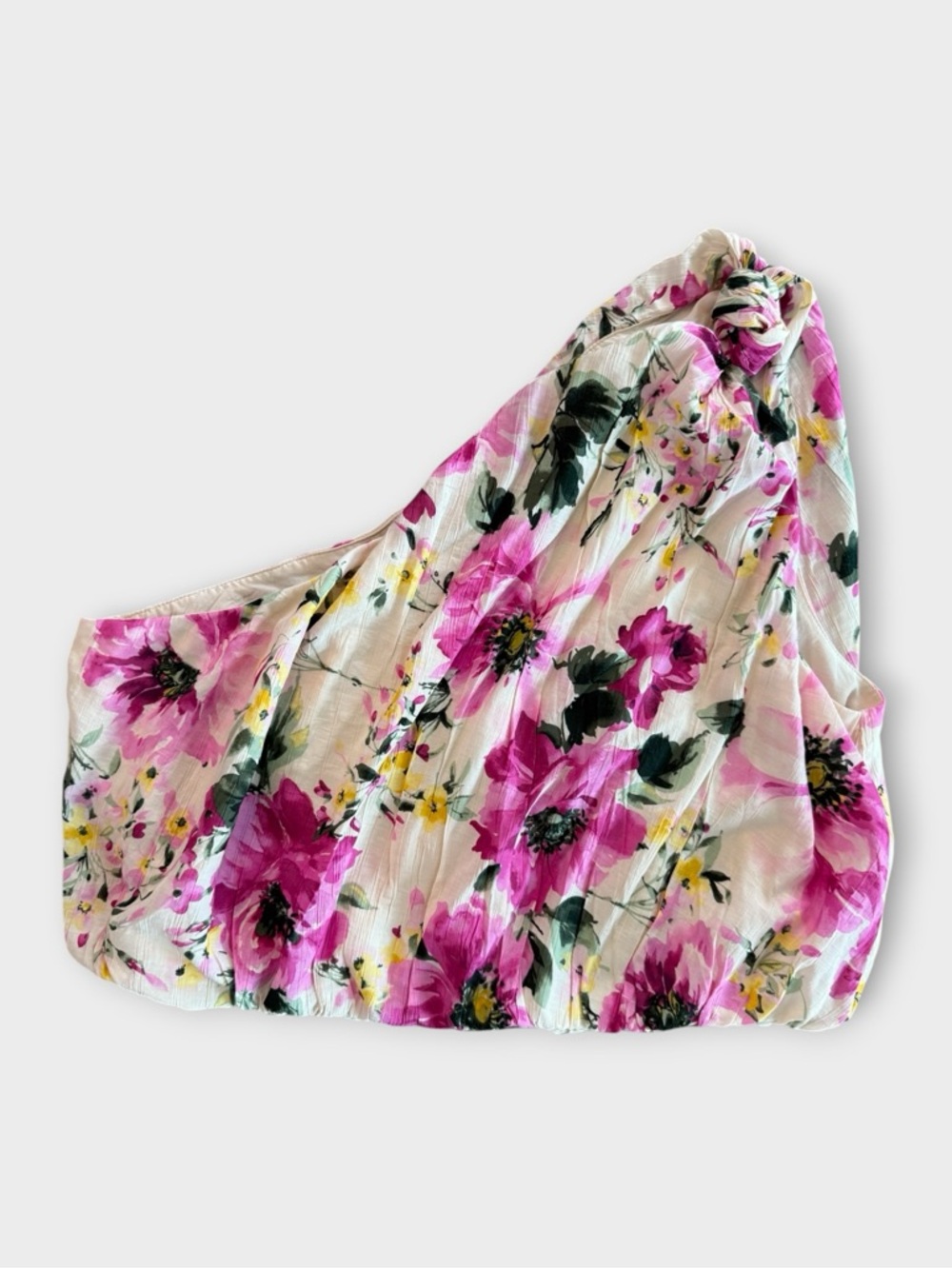 EUC Abercrombie & Fitch Floral Knotted One-Shoulder Crop Top | Large